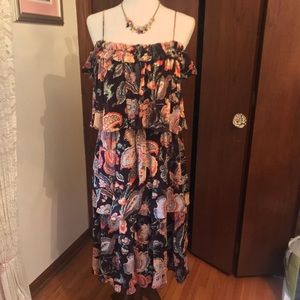 Club Monaco Paisley Print Tiered Drop Shoulder Mid